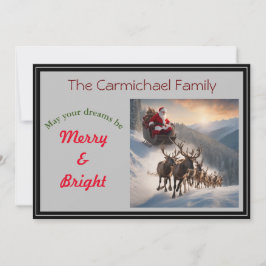 Cartes Pour Fêtes Annuelles Père Noël et rennes la veille de Noël