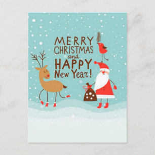 Cartes Pour Fêtes Annuelles père Noël et Rudolph