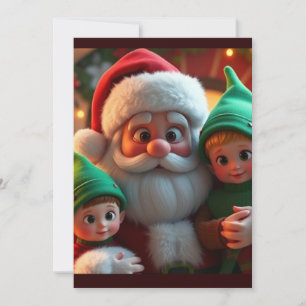Cartes Pour Fêtes Annuelles Père Noël et ses elfes