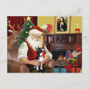 Cartes Pour Fêtes Annuelles père Noël et son Boston Terrier