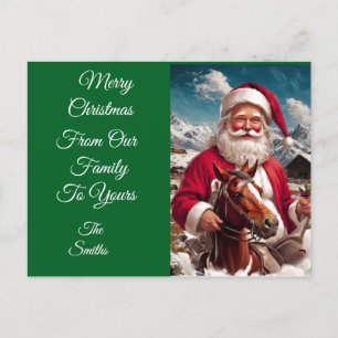 Cartes Pour Fêtes Annuelles Père Noël et son cheval des Rocheuses