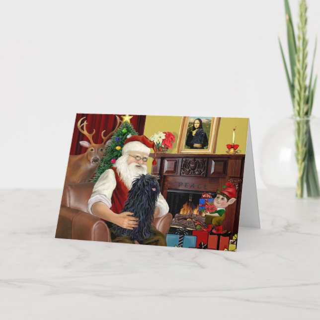 Cartes Pour Fêtes Annuelles Père Noël et son Puli (Devant)