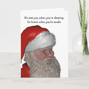 Cartes Pour Fêtes Annuelles père Noël face humoristique
