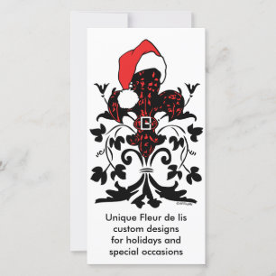 Cartes Pour Fêtes Annuelles père Noël Fleur de lis (rouge)