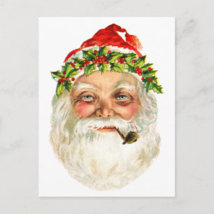 Cartes Pour Fêtes Annuelles père Noël Fumer Un Tuyau
