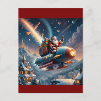 Cartes Pour Fêtes Annuelles Père Noël Fusée