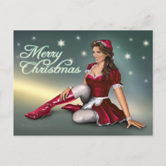 Cartes Pour Fêtes Annuelles Père Noël Girl