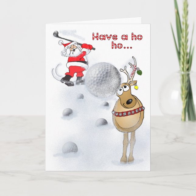 Cartes Pour Fêtes Annuelles Père Noël golf avec un ami ! (Devant)