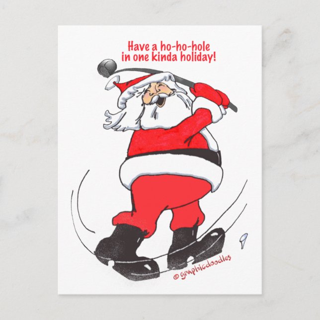 Cartes Pour Fêtes Annuelles Père Noël golfing cadeaux de Noël. (Devant)