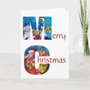 CARTES POUR FÊTES ANNUELLES PÈRE NOËL INSPIRÉ AVEC NOËL CADEAUX MONOGRAMME