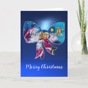 Cartes Pour Fêtes Annuelles PÈRE NOËL INSPIRÉ JOUER VIOLIN NOËL BOW Blue