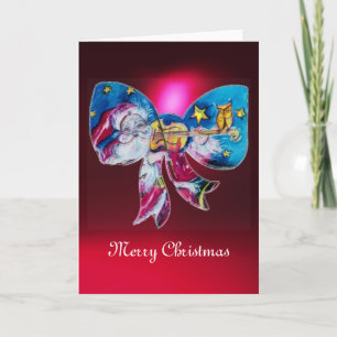 Cartes Pour Fêtes Annuelles PÈRE NOËL INSPIRÉ JOUER VIOLIN NOËL BOW Red