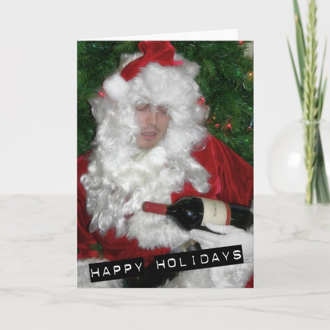 Cartes Pour Fêtes Annuelles Père Noël ivre (Devant)