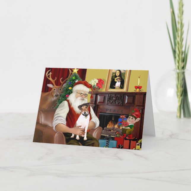 Cartes Pour Fêtes Annuelles Père Noël Jack Russell Terrier (Devant)