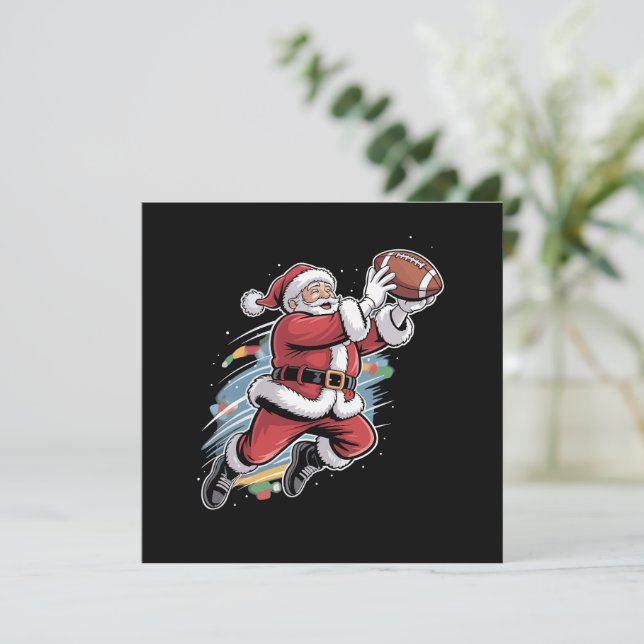 Cartes Pour Fêtes Annuelles Père Noël jouant au football américain Noël  (Debout devant)