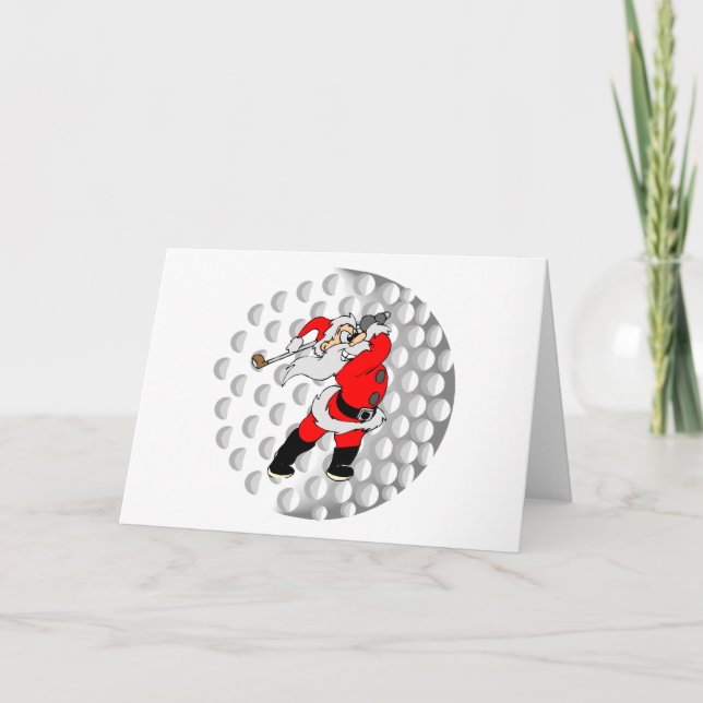 Cartes Pour Fêtes Annuelles Père Noël jouant au golf (Devant)