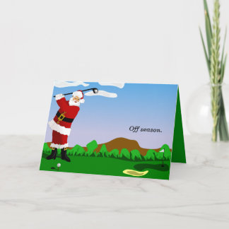 Cartes Pour Fêtes Annuelles Père Noël jouant au golf