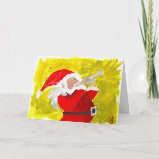 Cartes Pour Fêtes Annuelles Père Noël joue de la trompette !