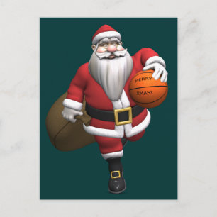 Cartes Pour Fêtes Annuelles Père Noël joueur de basket-ball