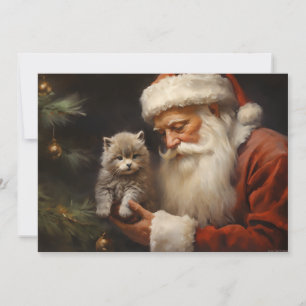 Cartes Pour Fêtes Annuelles Père Noël Kitten Chat Joyeux Noël