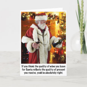 Cartes Pour Fêtes Annuelles père Noël le connaisseur du vin