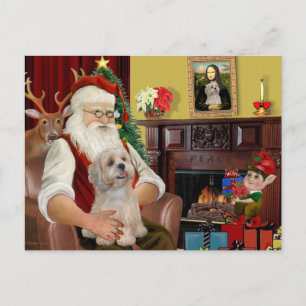 Cartes Pour Fêtes Annuelles Père Noël Lhasa Apso (R2)