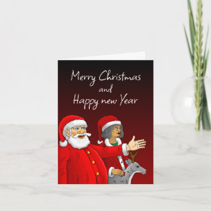 Cartes Pour Fêtes Annuelles Père Noël, Madame Noël et Rudolph le renne