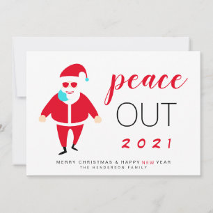 Cartes Pour Fêtes Annuelles Père Noël Mask Peace Out 2021 Funny Christmas