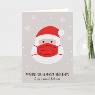 Cartes Pour Fêtes Annuelles père Noël Masque Distance sociale Noël