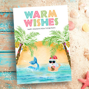 Cartes Pour Fêtes Annuelles Père Noël Mermaid Beach Noël