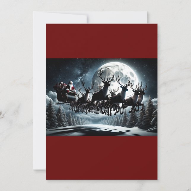Cartes Pour Fêtes Annuelles Père Noël Midnight Sky Journey (Devant)