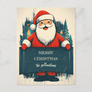 Cartes Pour Fêtes Annuelles Père Noël mignonne et souriante avec un message de