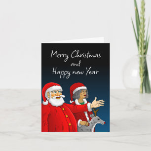 Cartes Pour Fêtes Annuelles Père Noël, Mme Claus et Rudolph le renne