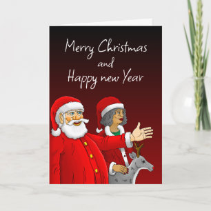 Cartes Pour Fêtes Annuelles Père Noël, Mme Claus et Rudolph le renne