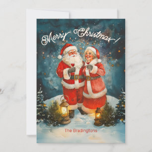 Cartes Pour Fêtes Annuelles Père Noël Mme Claus Joyeux Noël
