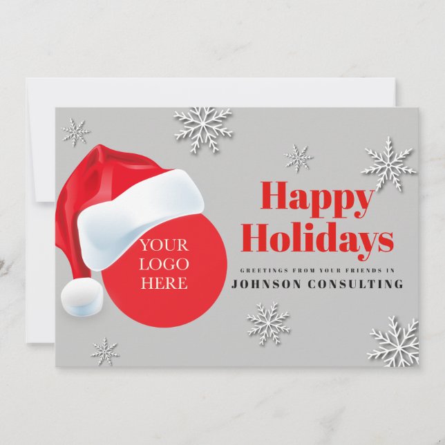 Cartes Pour Fêtes Annuelles Père Noël moderne et flocons de neige | Salutation (Devant)