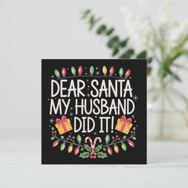 Cartes Pour Fêtes Annuelles Père Noël, mon mari l'a fait Noël Famille  (Debout devant)