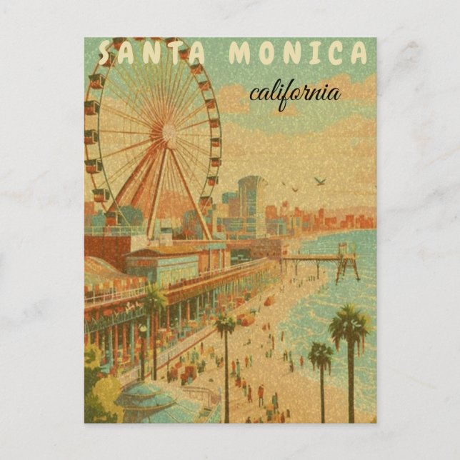 Cartes Pour Fêtes Annuelles père Noël monica monica california vintage travel  (Devant)