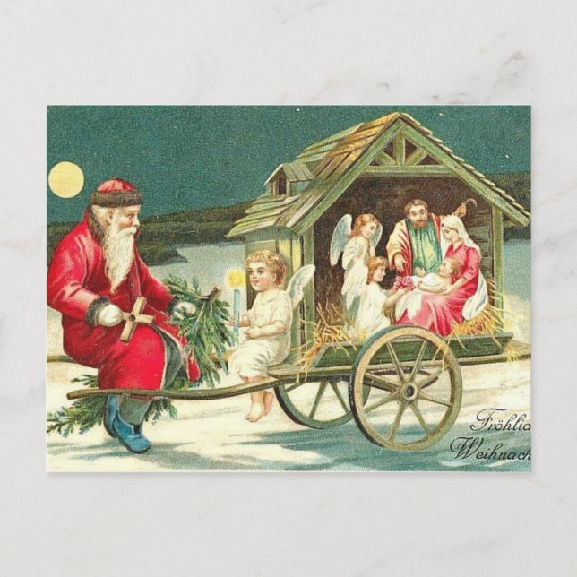 Cartes Pour Fêtes Annuelles Père Noël Nativité Scene Noël PostCard (Devant)