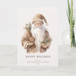 Cartes Pour Fêtes Annuelles Père Noël Naturel Chaud Famille/Entreprise