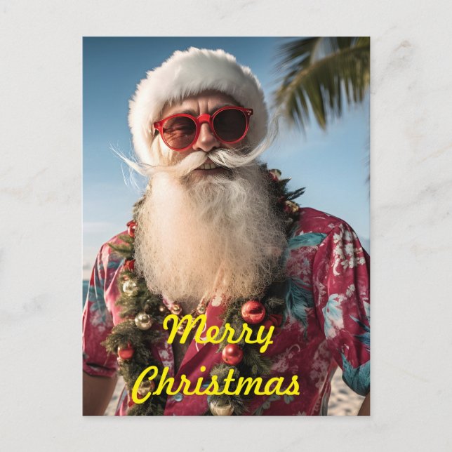 Cartes Pour Fêtes Annuelles Père Noël Noël tropical (Devant)