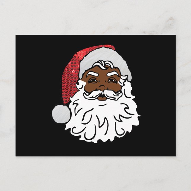 Cartes Pour Fêtes Annuelles Père Noël noir à paillettes (Devant)