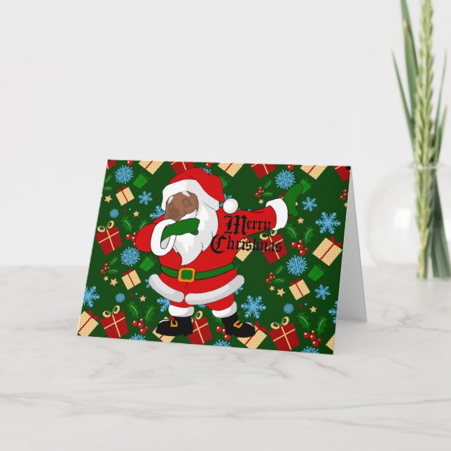 Cartes Pour Fêtes Annuelles Père Noël noir faisant la dab (Devant)