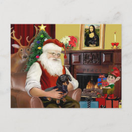 Cartes Pour Fêtes Annuelles Père Noël noir / tan Dachshund (#16)