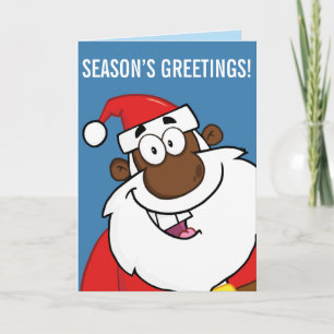 Cartes Pour Fêtes Annuelles Père Noël noire avec rennes