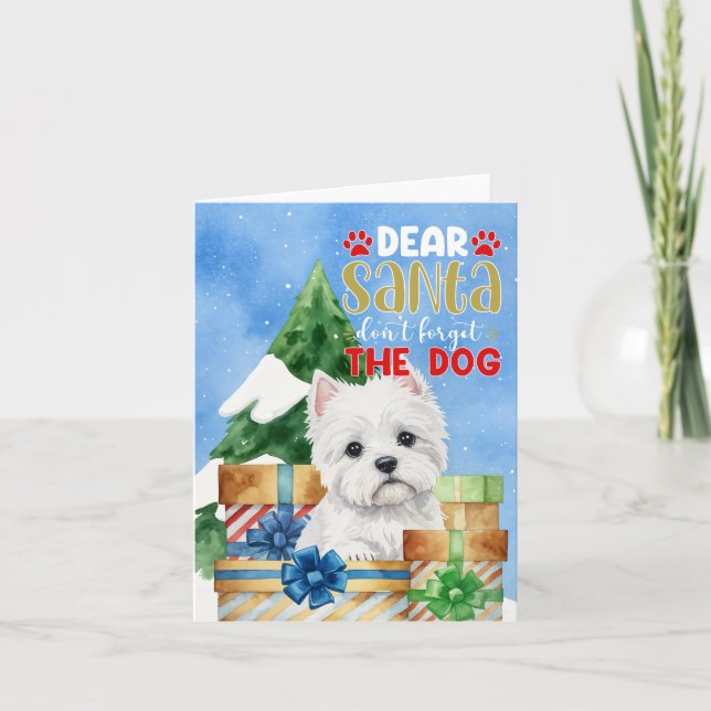 Cartes Pour Fêtes Annuelles Père Noël n'oublie pas le chien Westie (Devant)