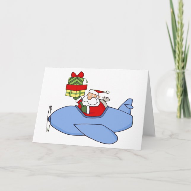 Cartes Pour Fêtes Annuelles Père Noël offre des présentations en avion (Devant)