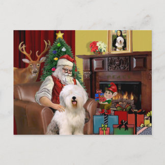 Cartes Pour Fêtes Annuelles Père Noël Old English Sheepdog