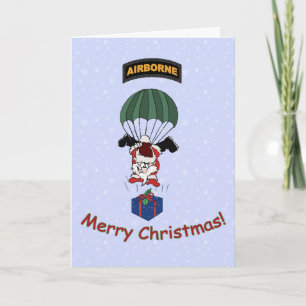 Cartes Pour Fêtes Annuelles Père Noël parachutiste