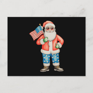 Cartes Pour Fêtes Annuelles Père Noël patriotique Noël américain 4 juillet